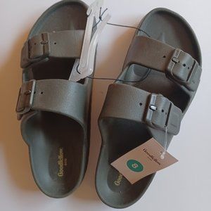 Goodfellow & Co Men's Slides - Faux Buckles - Size 8 - Olive Green/Gray - NWT